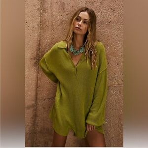 Free People FP Beach Picnic Sweater Romper XS Oversized Casual Linen Knit. G57